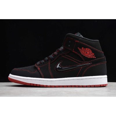 Nike Air Jordan 1 Mid Siyah / Kırmızı Basketbol Ayakkabısı Türkiye - 8XFS5QZI